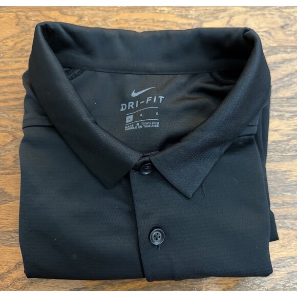 Nike Golf Polo Shirt Dri Fit Mens Large Short Sleeve Black Polyester Stretch - Picture 8 of 9